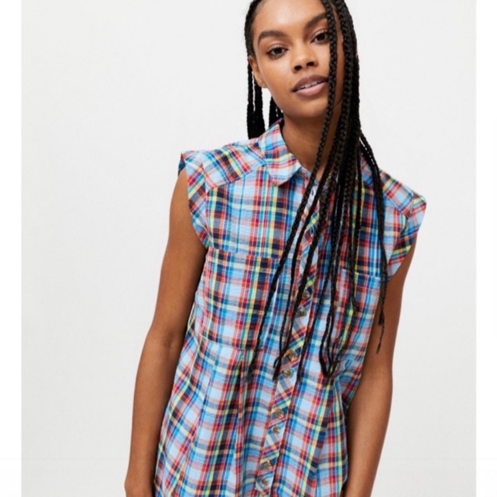 urban outfitters // zooey workwear multicolor romper nwot